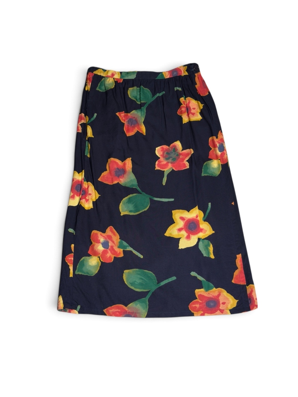 Vintage Patchington Floral Rayon Midi Skirt Made in USA Size Medium